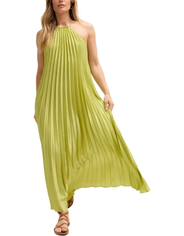 Philomena Halter Neck Pleated Maxi Dress