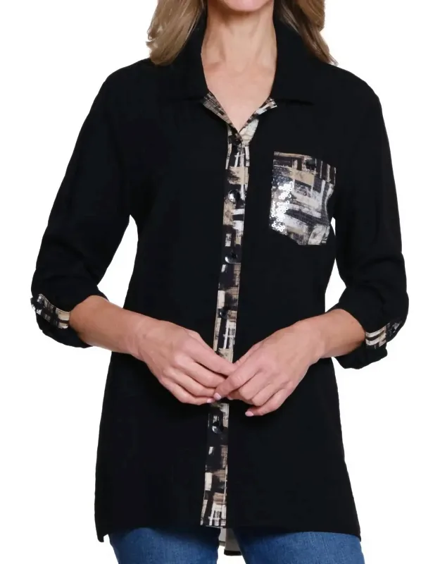 Roll-tab Sleeve Blouse