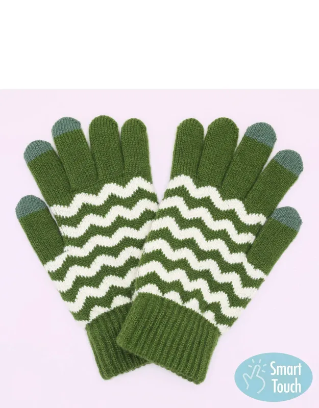 Holiday Chevron Pattern Smart Touch Winter Gloves