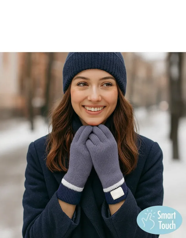 Ribbed Knit Smart Touch Gloves