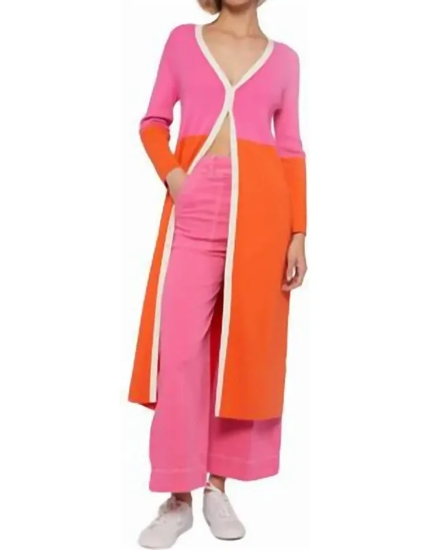 Knitwear Bicolor Long Cardigan