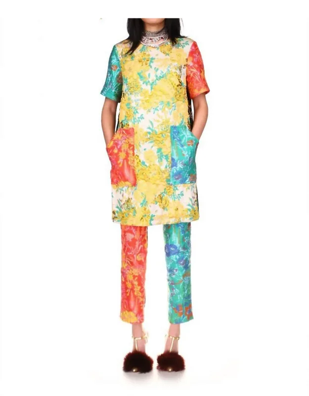 Baroque Garden Shift Dress With Pockets