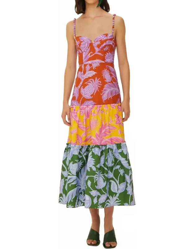 Tropical Swing Sleeveless Midi Dress