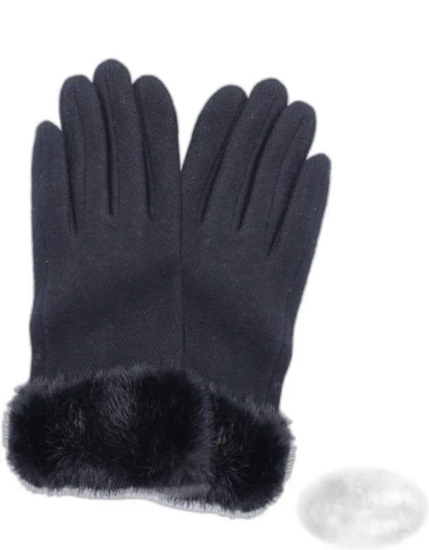 Fuzzy Fur Collar Smart Touch Gloves