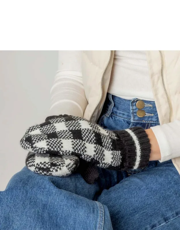 Buffalo Check Patterned Mittens