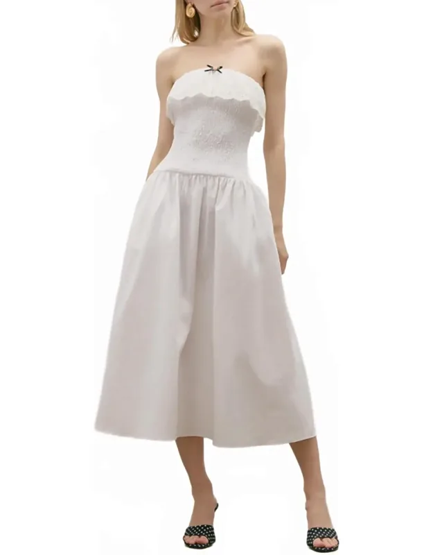 Rosebud Strapless Midi Dress