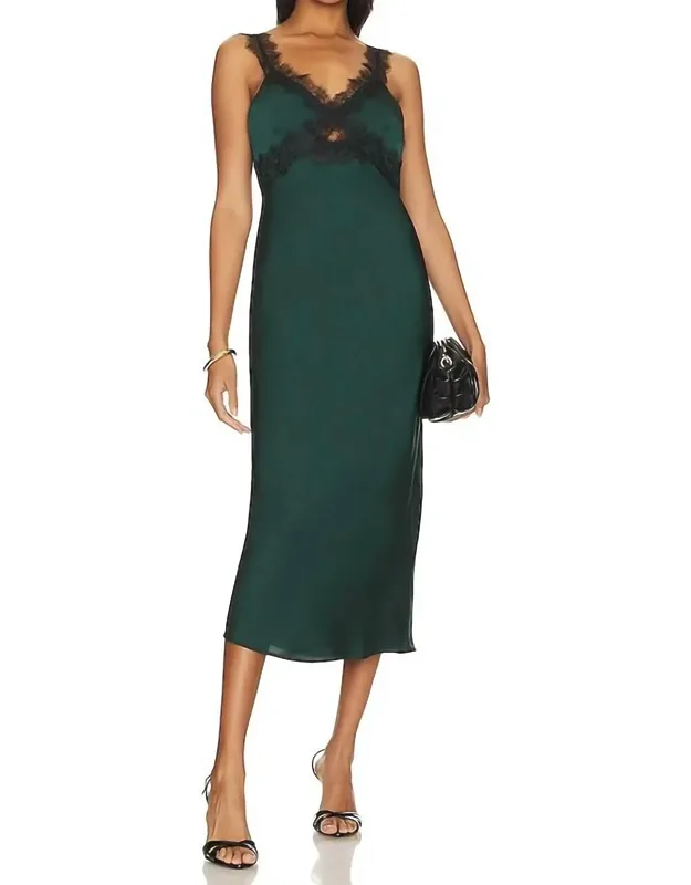 Lace Trim Midi Dress