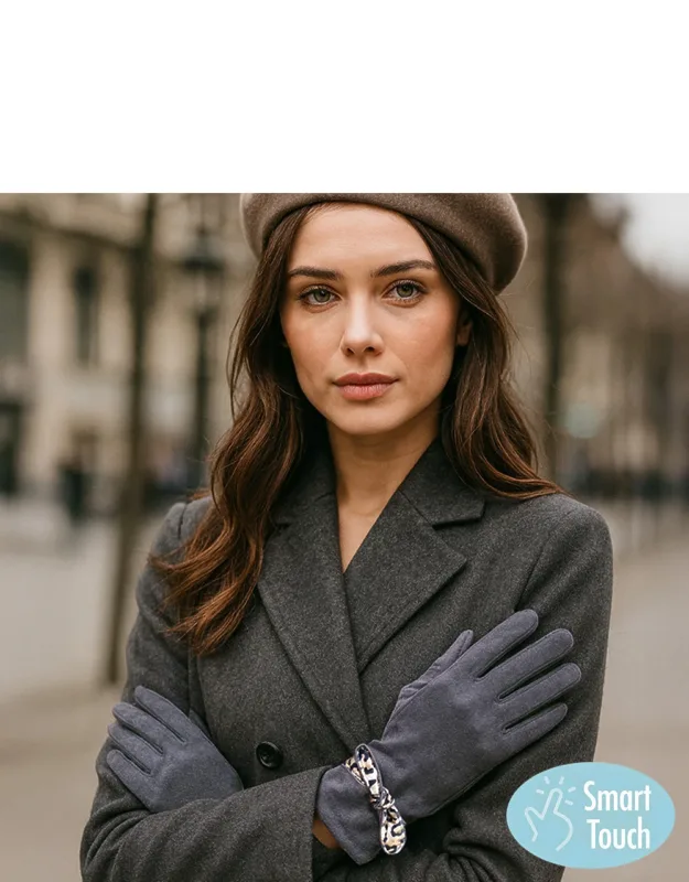 Leopard Pattern Bow Accent Smart Touch Gloves