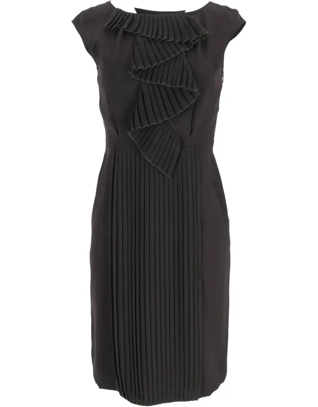 Pleat-accent Midi Dress