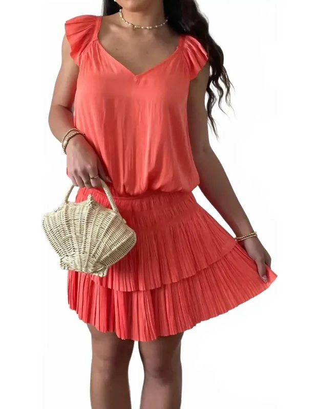 Sweetheart Smocked Pleated Mini Dress