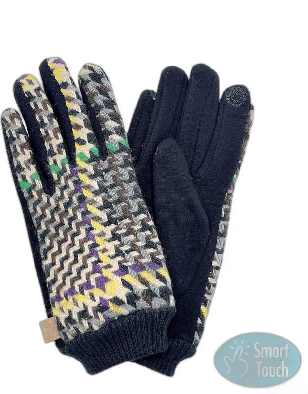 Houndstooth Patterned Gloves