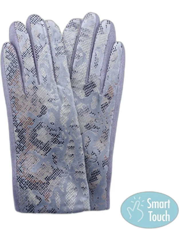 Faux Leather Snake Skin Pattern Smart Touch Gloves