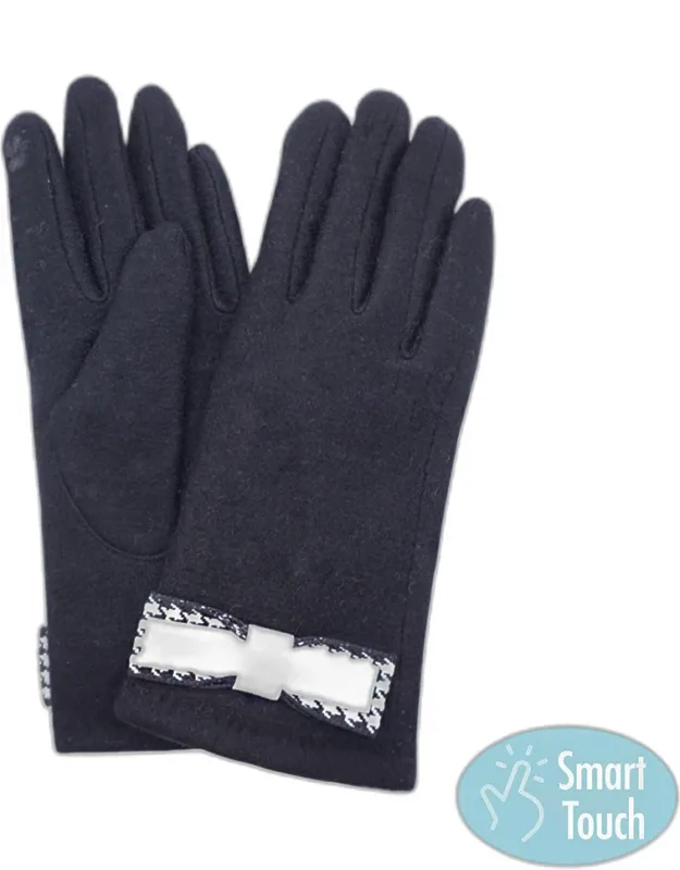 Decorative Bow Accent Elegant Smart Touch Gloves