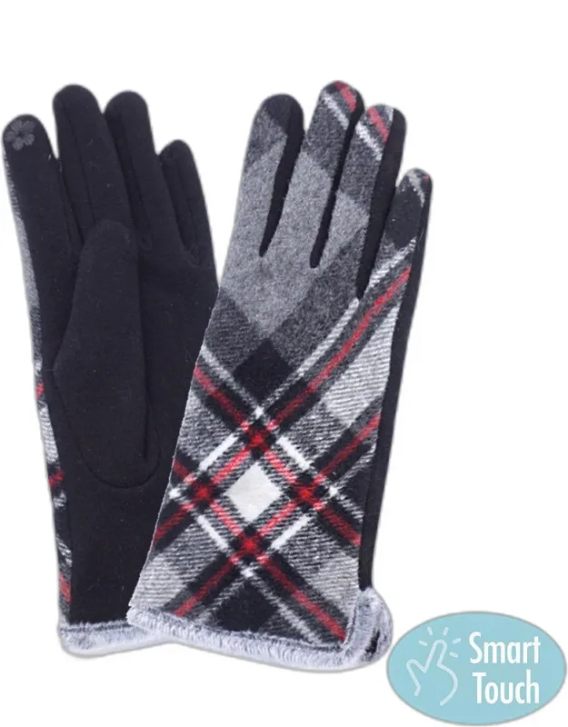 Plaid Pattern Smart Touch Gloves