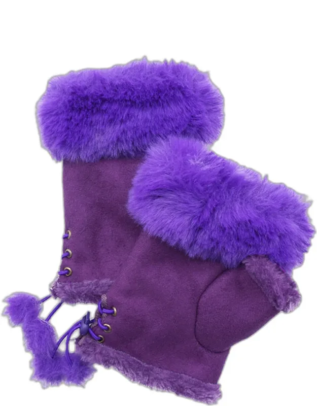 Faux Fur Trim Fingerless Gloves