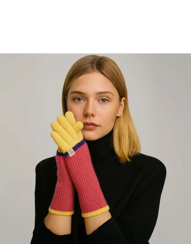 Layered Knit Winter Gloves