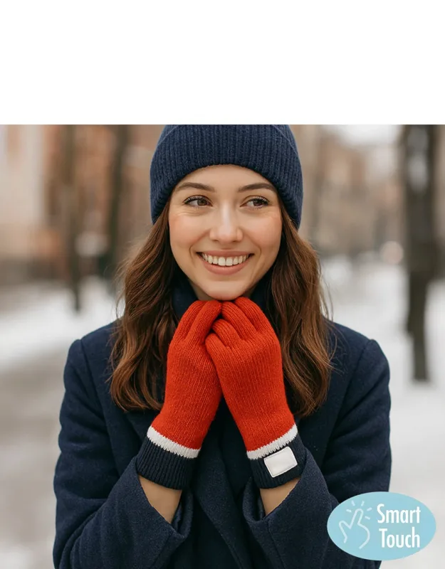 Ribbed Knit Smart Touch Gloves