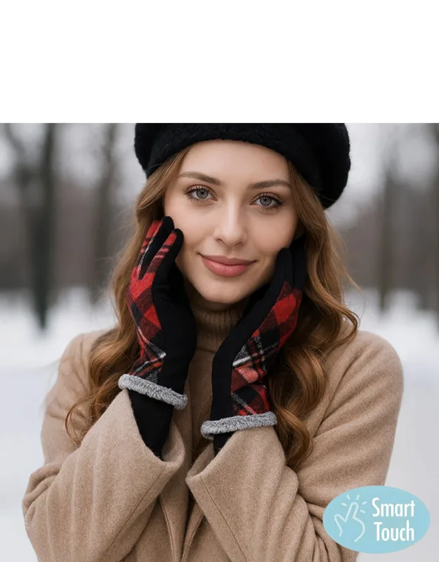 Plaid Pattern Smart Touch Gloves