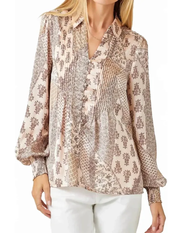 Pintuck Print Blouse