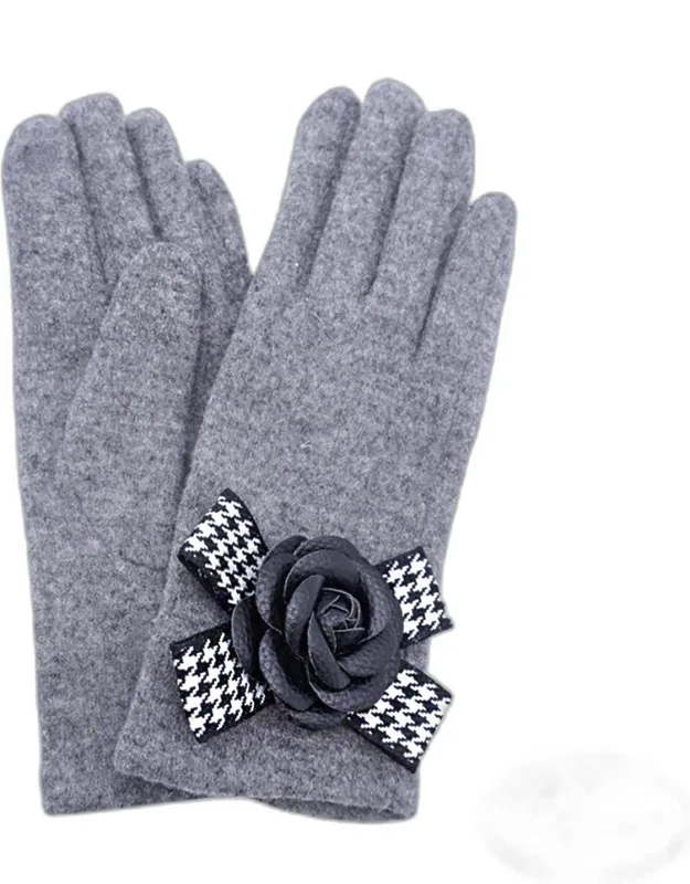 Flower Bow Accent Elegant Smart Touch Gloves