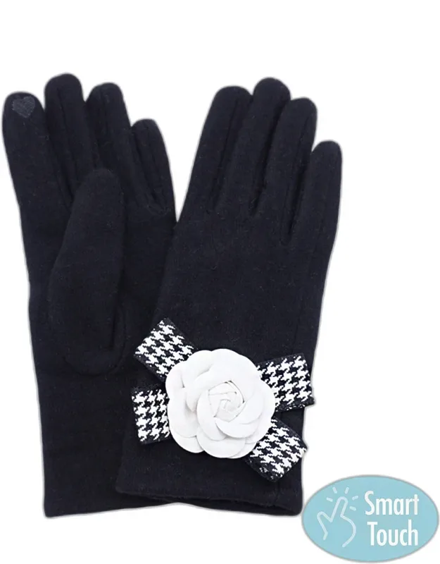 Flower Bow Accent Elegant Smart Touch Gloves
