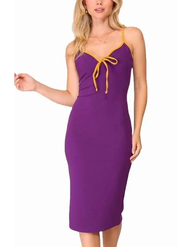 Contrast Techno Crepe Midi Dress