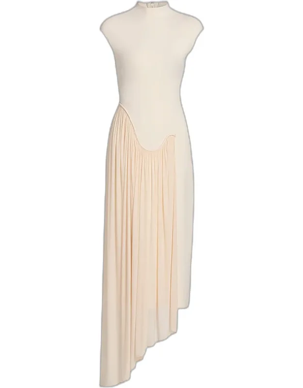 Draped Compact Knit Midi Dress