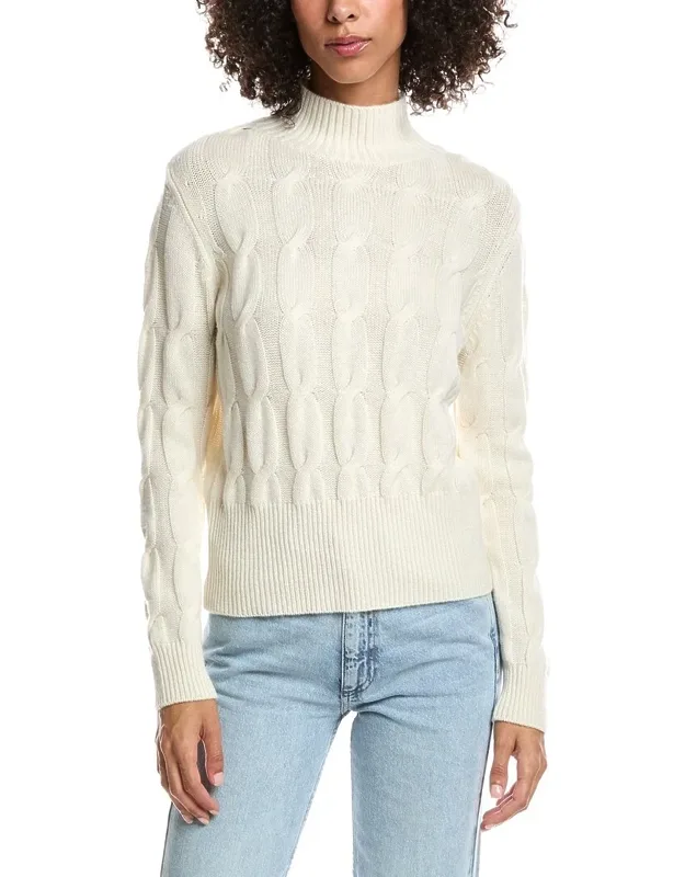Cable Wool & Cashmere-blend Mock Neck Sweater