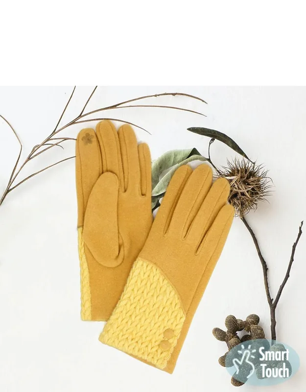 Cable Detailed Button Touch Smart Gloves