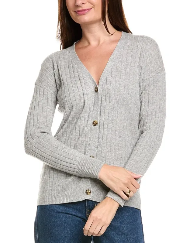 Ribbed V-neck Wool & Cashmere-blend Cardigan