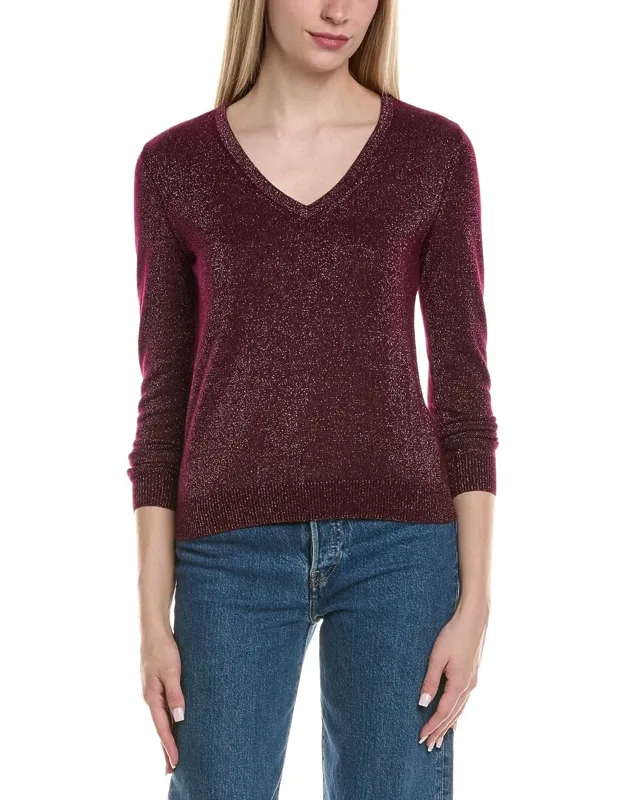 Lurex V-neck Wool & Cashmere-blend Sweater