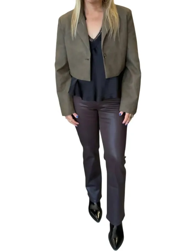 Faux Leather Cropped Blazer