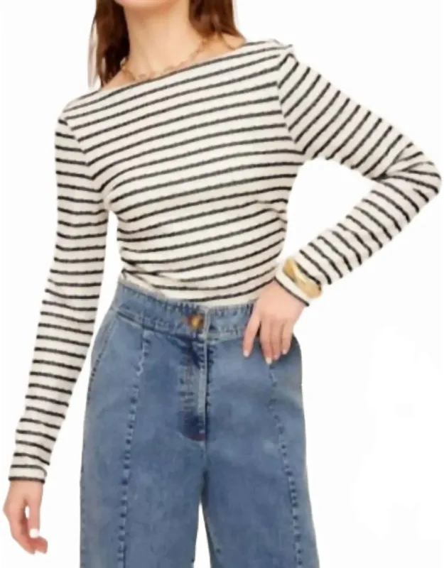 Stripe Side Shirred Top