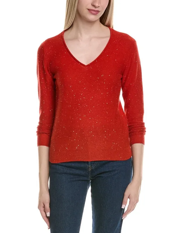 Sequin Deep V Wool & Cashmere-blend Sweater
