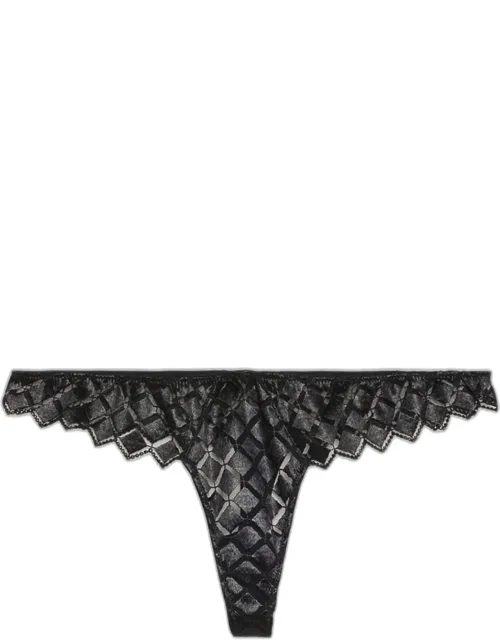 Lamine Diamond-embroidered Thong