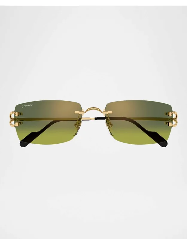 Rimless Metal C-hinge Rectangle Sunglasses