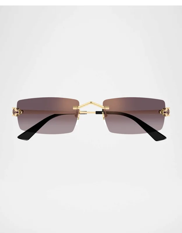 Panthere Rimless Rectangular Metal Sunglass