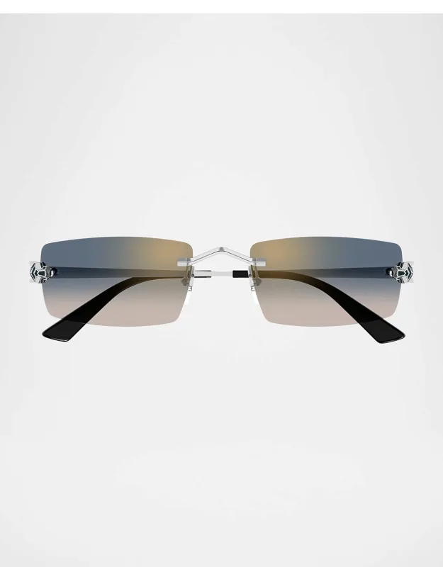 Panthere Rimless Rectangular Metal Sunglass