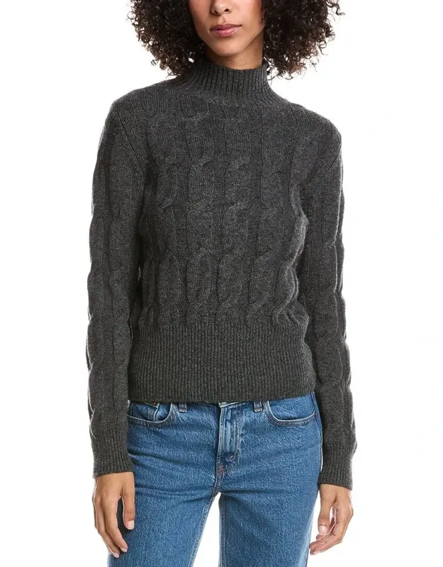 Cable Wool & Cashmere-blend Mock Neck Sweater