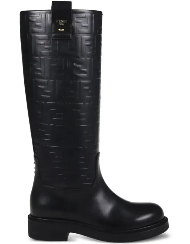 Wire Stamped Ff Motif High Boots