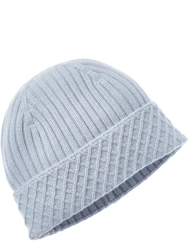 Diamond Cuff Rib Cashmere Beanie