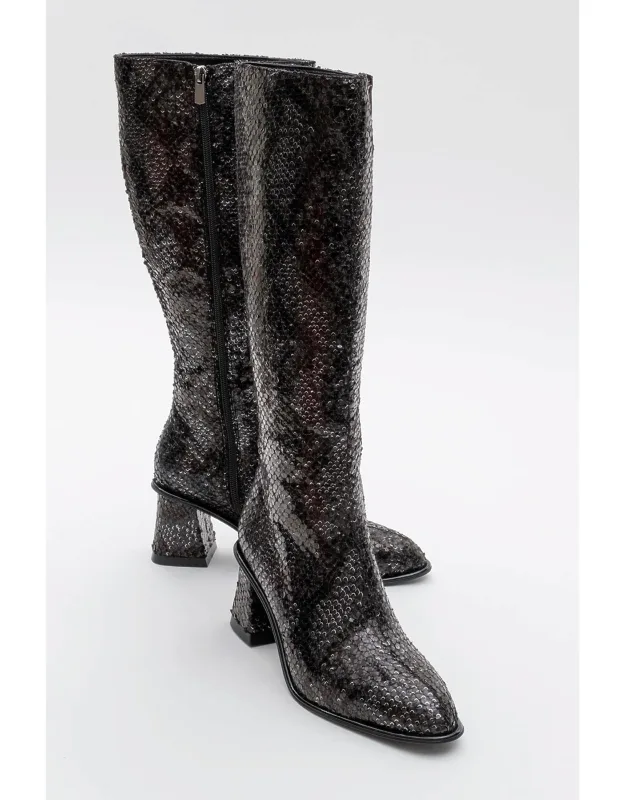 Pattern Block Heel Boot