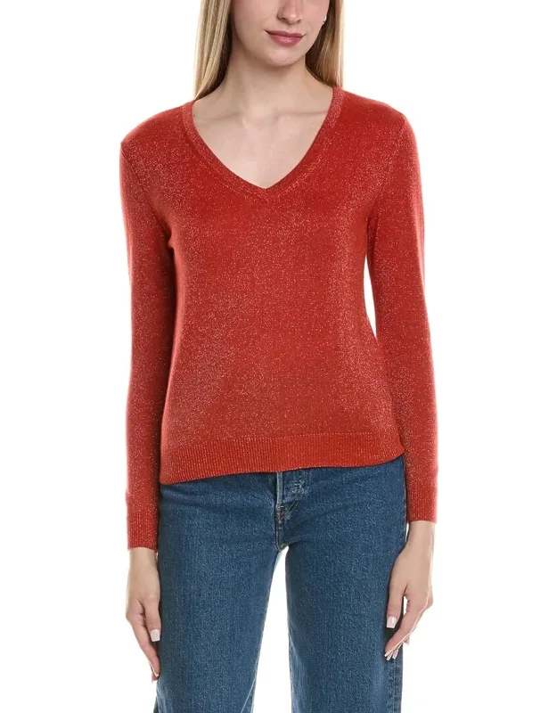 Lurex V-neck Wool & Cashmere-blend Sweater