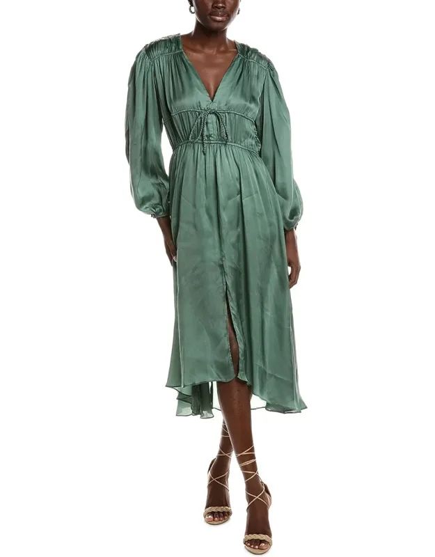 Balloon Sleeve Midi Dress