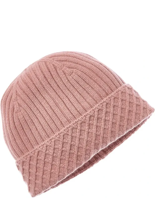 Diamond Cuff Rib Cashmere Beanie