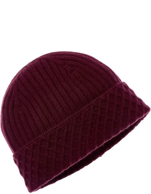 Diamond Cuff Rib Cashmere Beanie