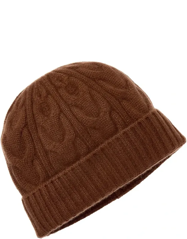 Cable Cuffed Cashmere Hat