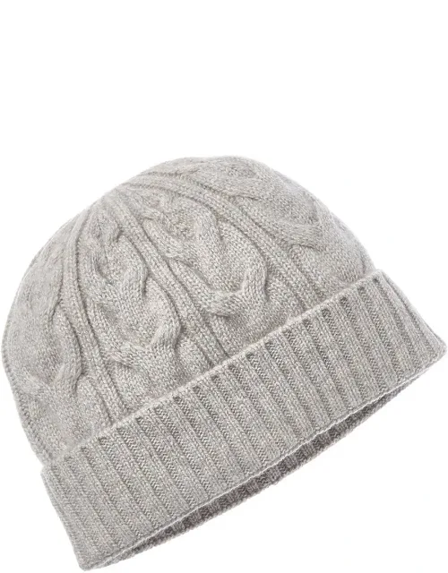 Cable Cuffed Cashmere Hat