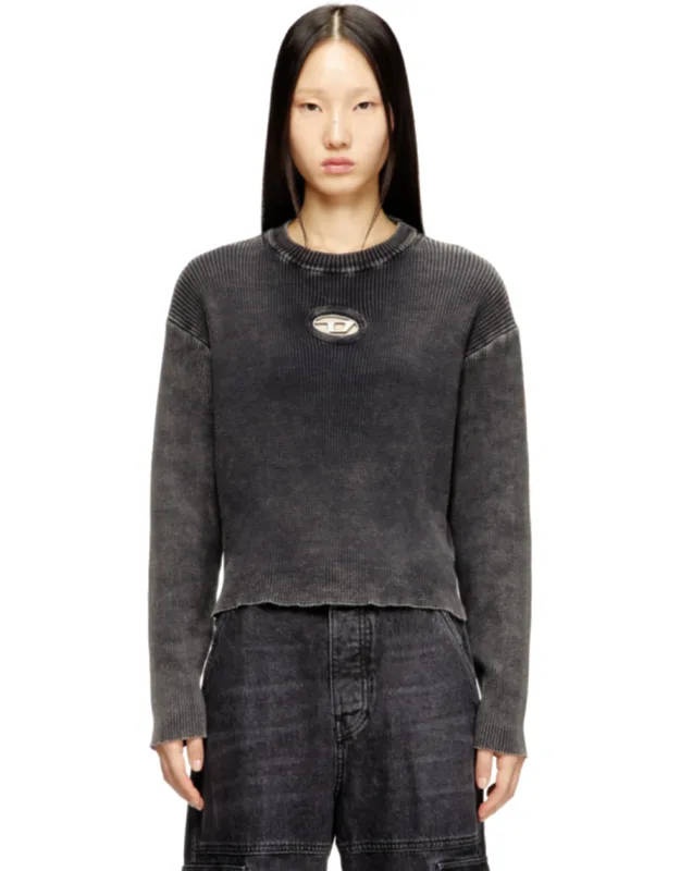 Cut-out Ribbed Jumper With Oval D Plaque - Knitwear