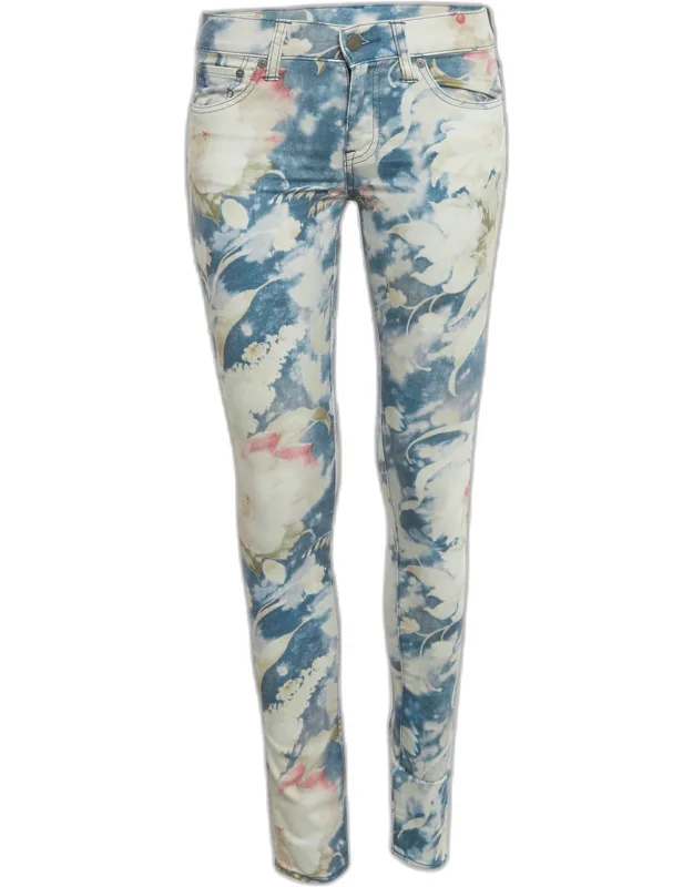 Floral Print Denim Skinny Jeans